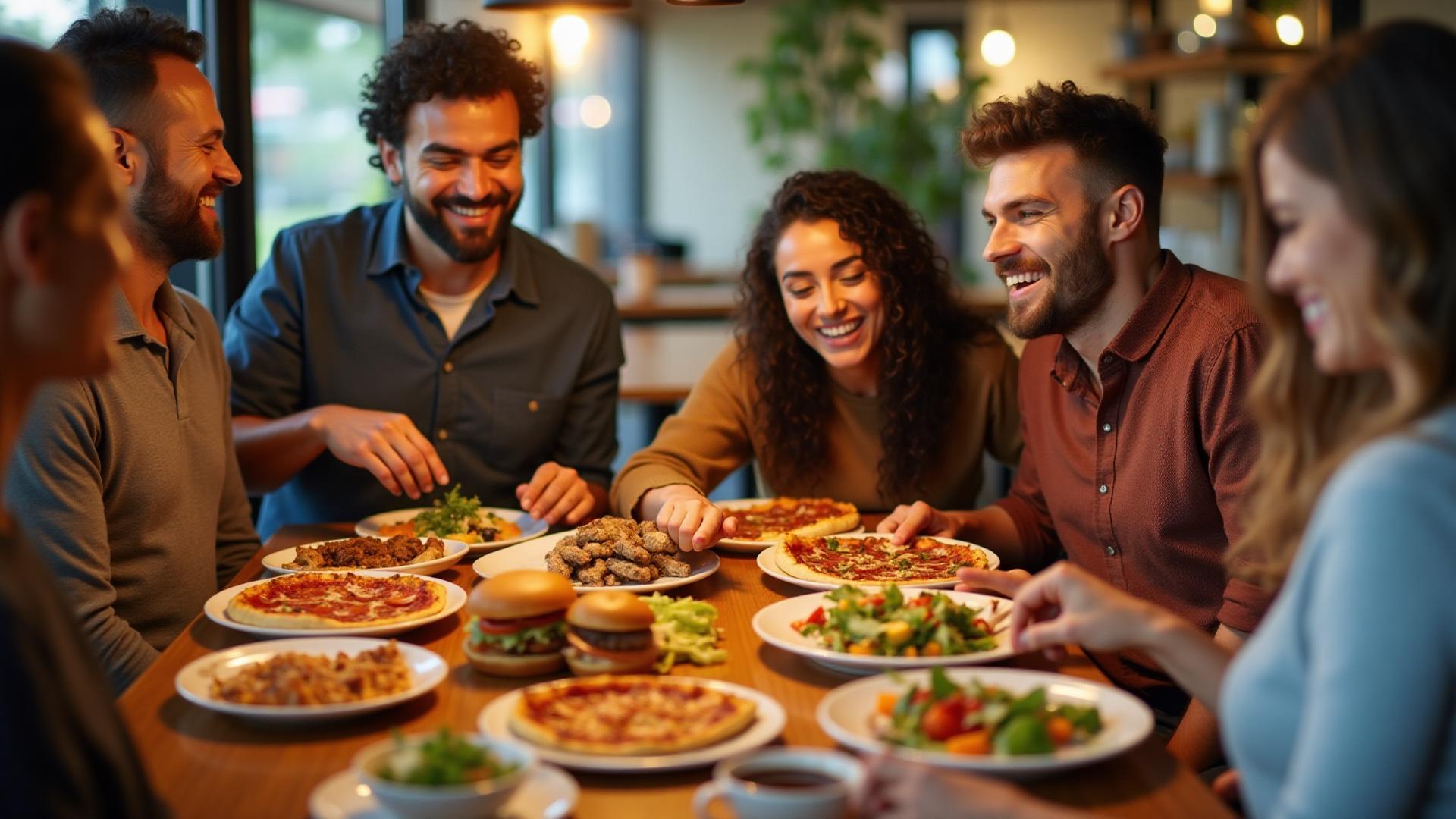 Amigos comendo juntos